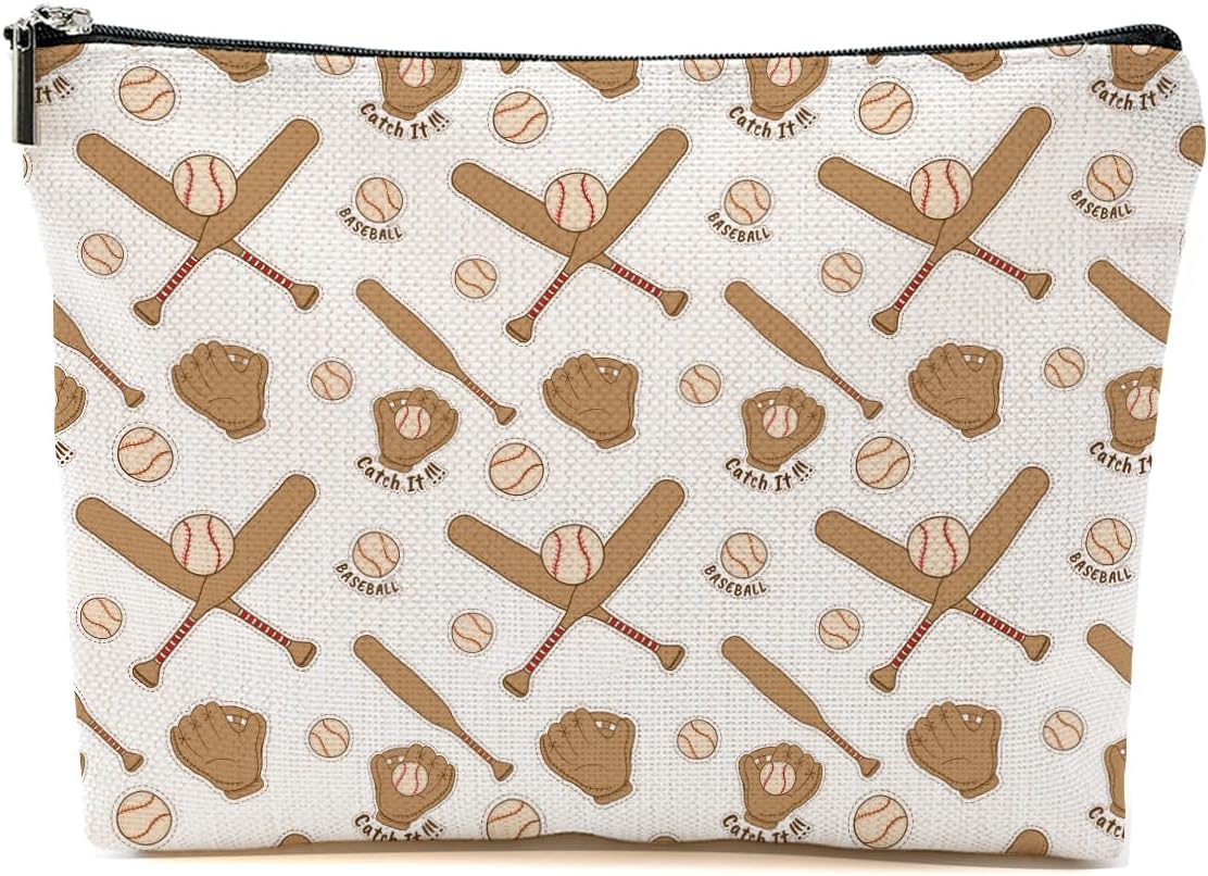 Cute Baseball Mom Makeup Bag - Baseball Coach Travel Accessories - Mothers Day, Christmas, Birthday & Retirement Gift Ideas
