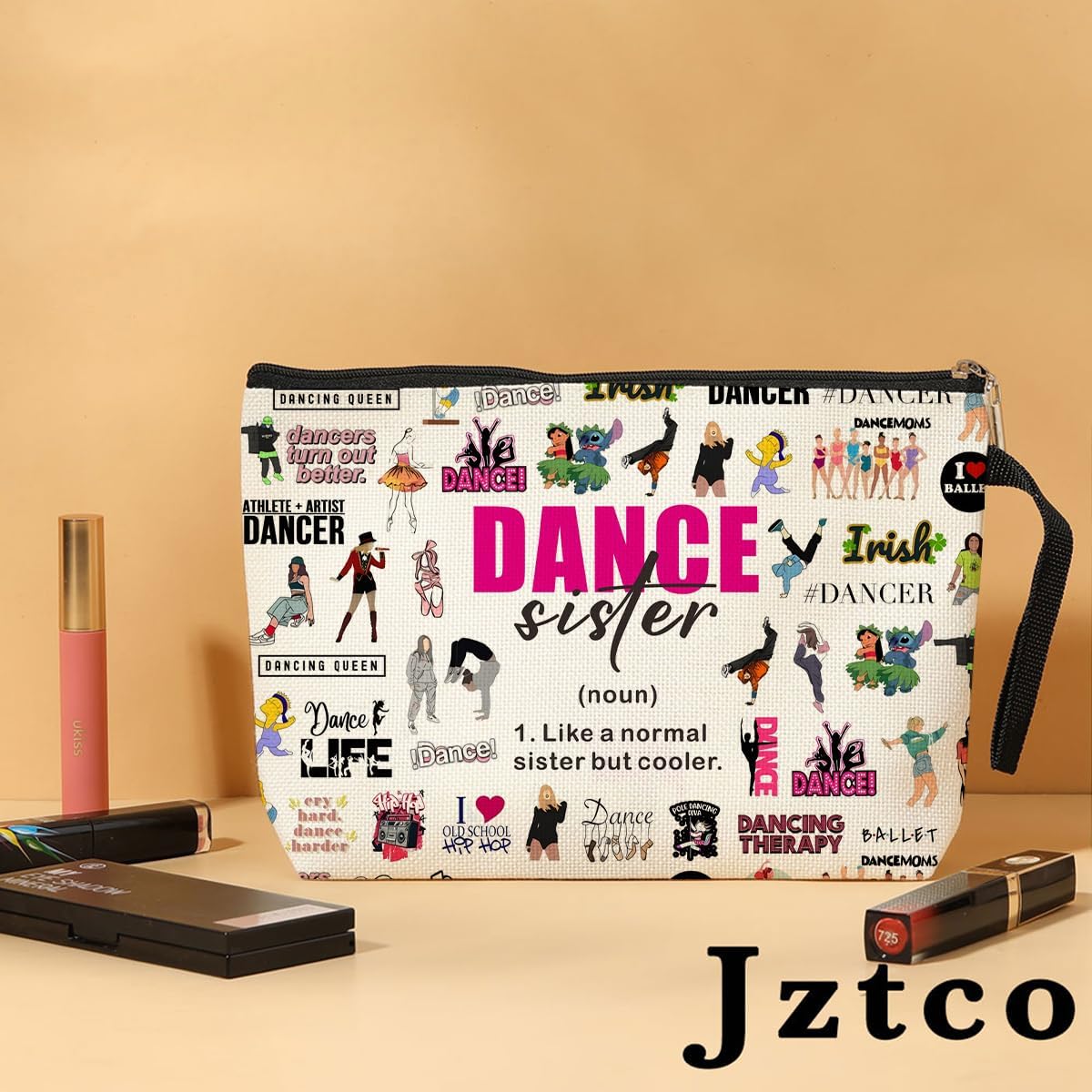 Jztco Dance Gifts Dance Sister Definition Cosmetic Bags Toiletry Bag Birthday Graduation Funny Makeup Bag Dancing Dancer Gifts for Women Teens Girls Girlfriend Sister Friend Daughter