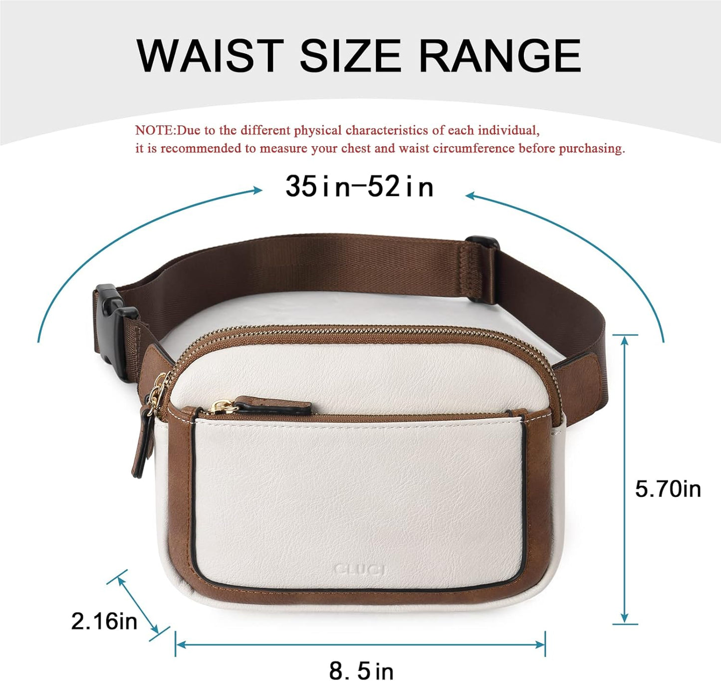 CLUCI Belt Bag for Women, Mini Everywhere Crossbody Waist Bag Adjustable Strap, Vegan Leather Women's Fanny Pack