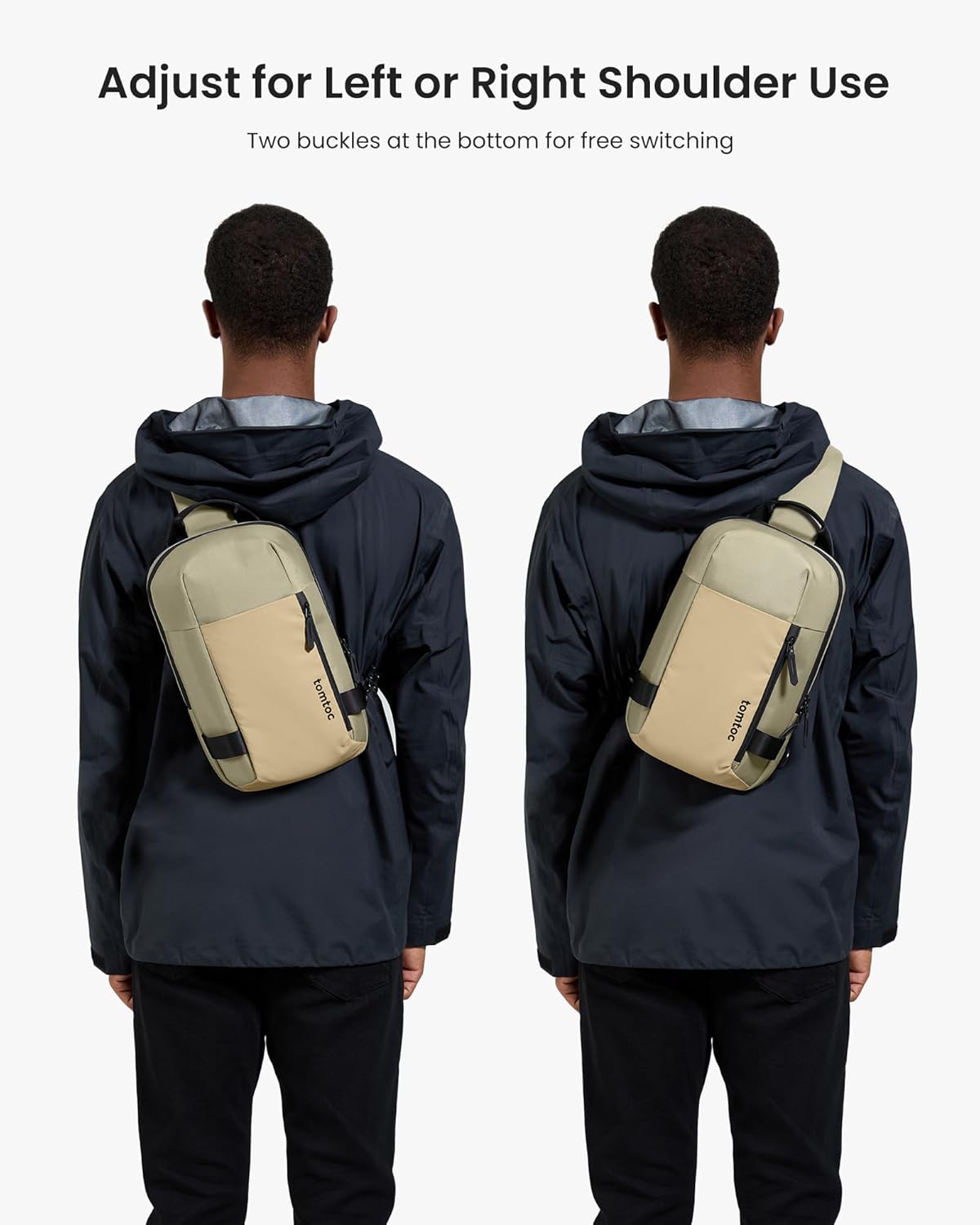 tomtoc 5L Compact Sling Backpack for Men Women, Lightweight Crossbody Shoulder Bag for 11 inch iPad Pro M5/M4, iPad Air M3/M2, 11" iPad A16, Nintendo Switch 2/Rog Xbox Ally X, EDC Daypack - XS Size