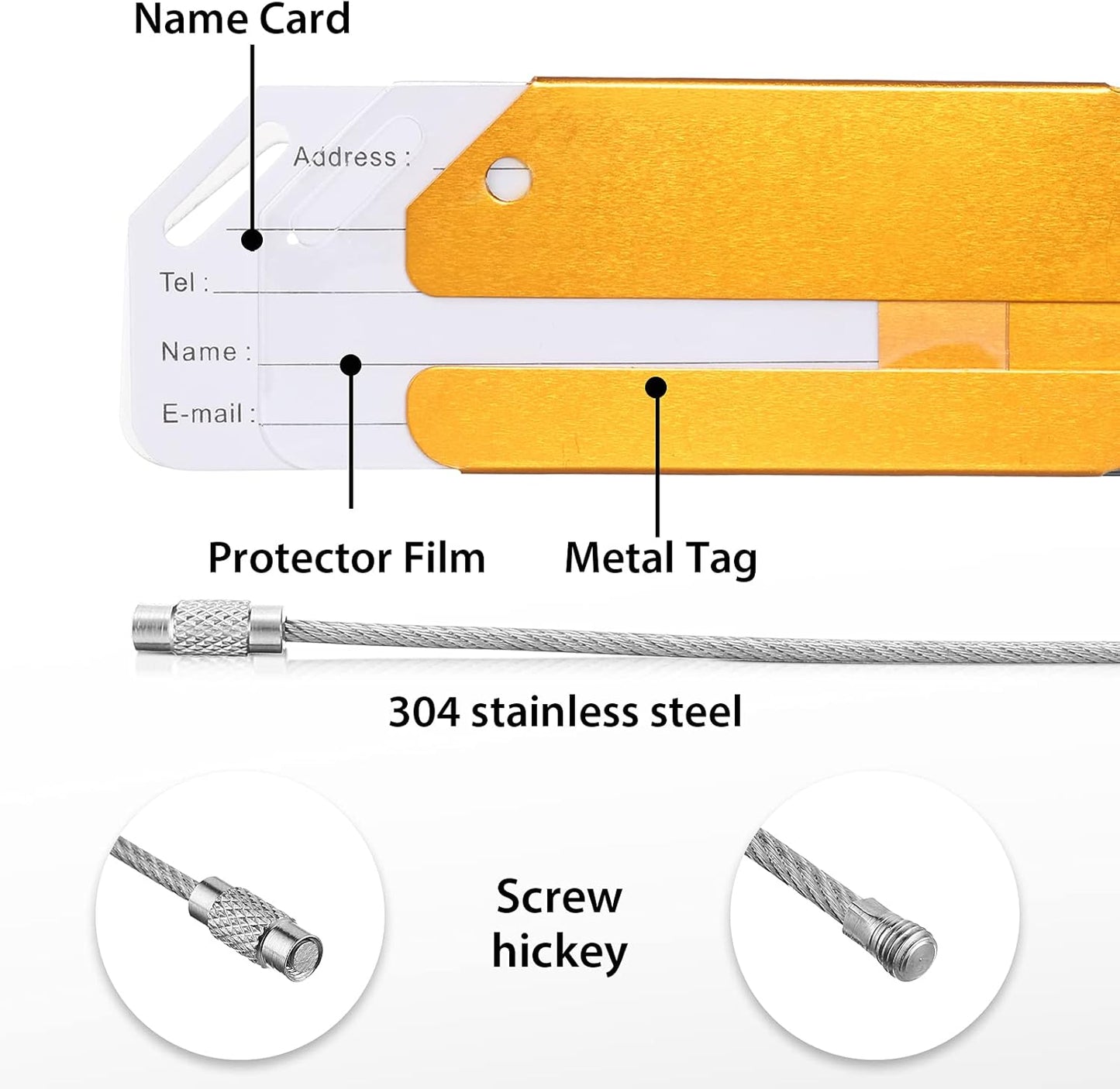 12 Pieces Luggage Tags Business Card Holder Aluminum Metal Travel ID Bag Tag for Suitcases Travel Luggage Baggage Identifier(Gold)