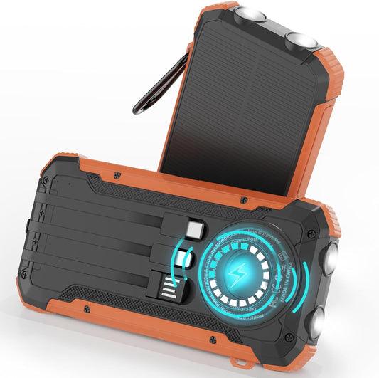 ERRBBIC Solar Charger Power Bank 20000mAh, Portable Wireless Charger, 15W Fast Charging External Battery Pack with Dual Flashlight and USB C Outputs. Outdoor Mobile Power Compatible with Cell Phones