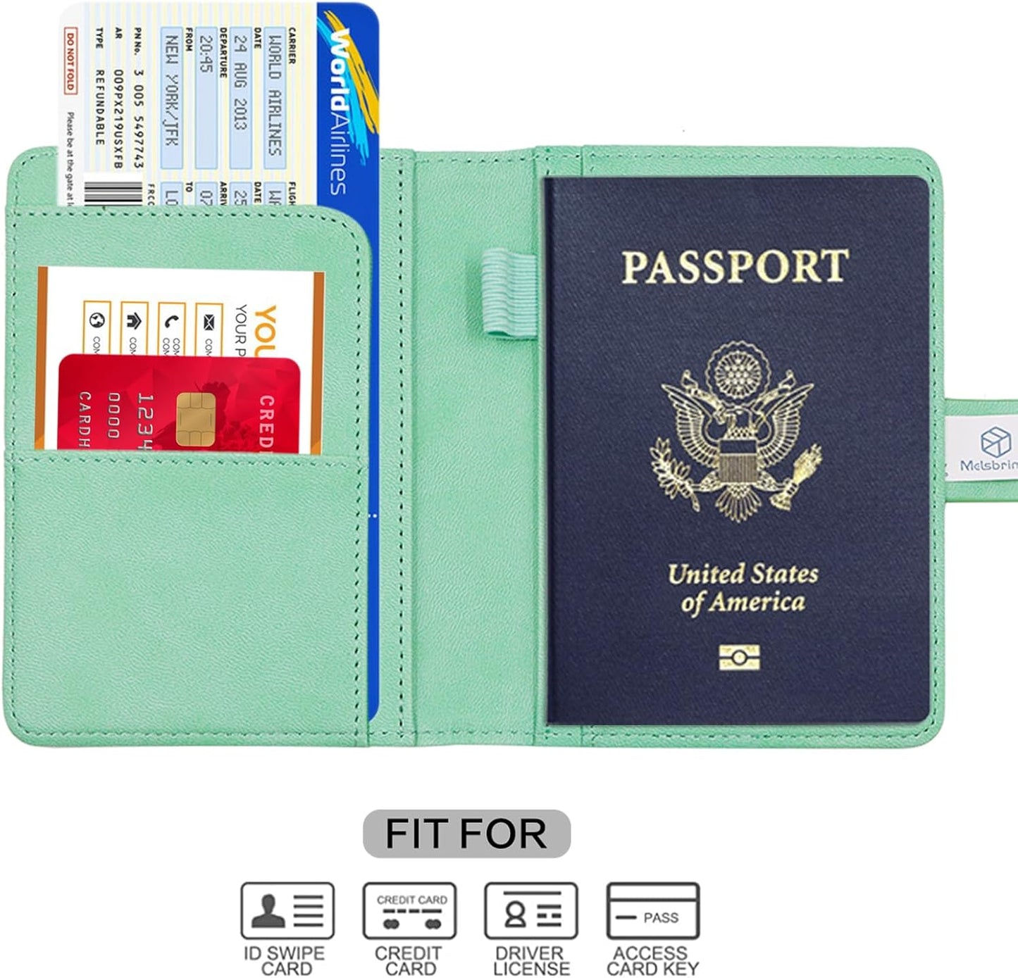 Melsbrinna Premium Leather Passport Holder Covers Case, Waterproof Rfid Blocking Travel Wallet