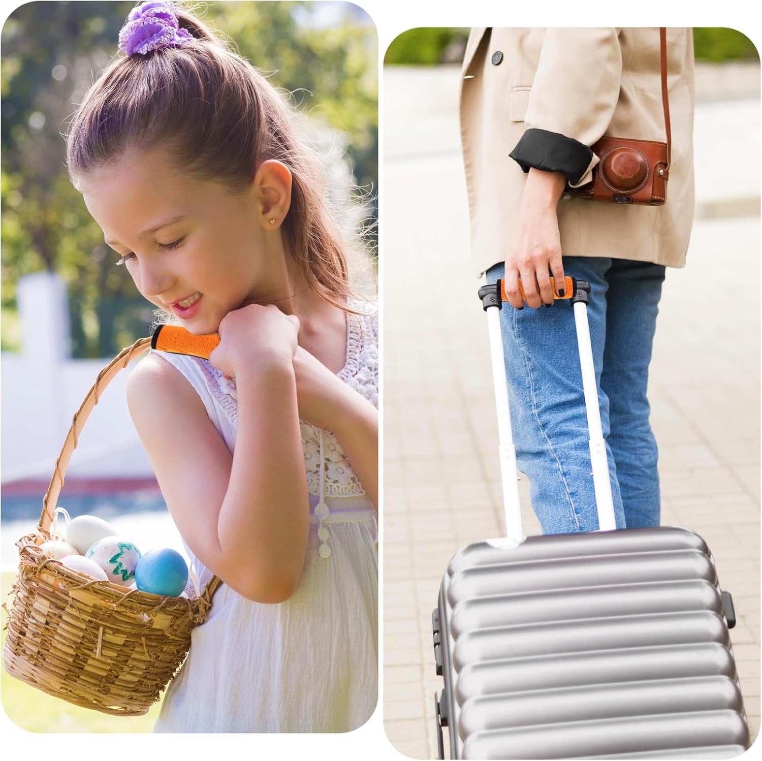 2Pack Luggage Handle Wrap for Suitcase Travel Essential Bright Orange Color Soft Luggage