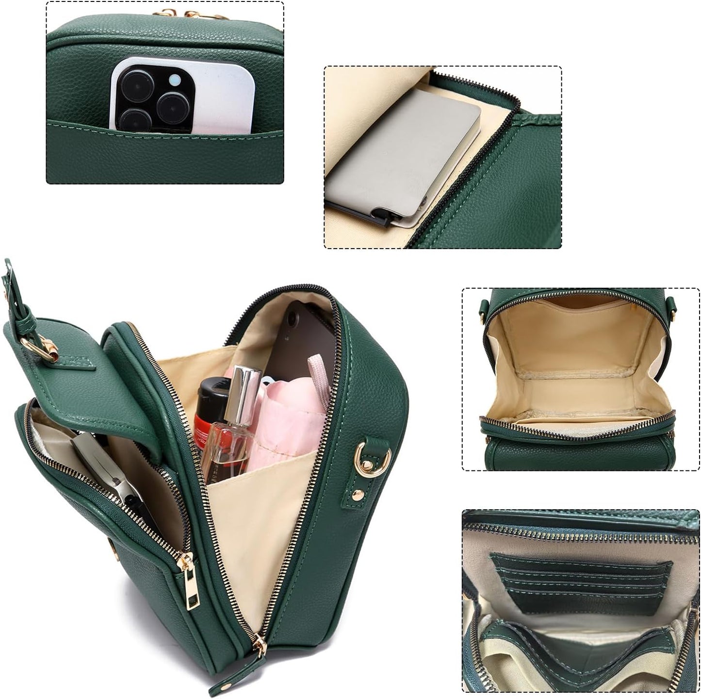ChuLian Vintage Crossbody Bag For Women Men Small Messenger Bag Crossbody Handbags Large Shoulder Bags With 10 Card Slots