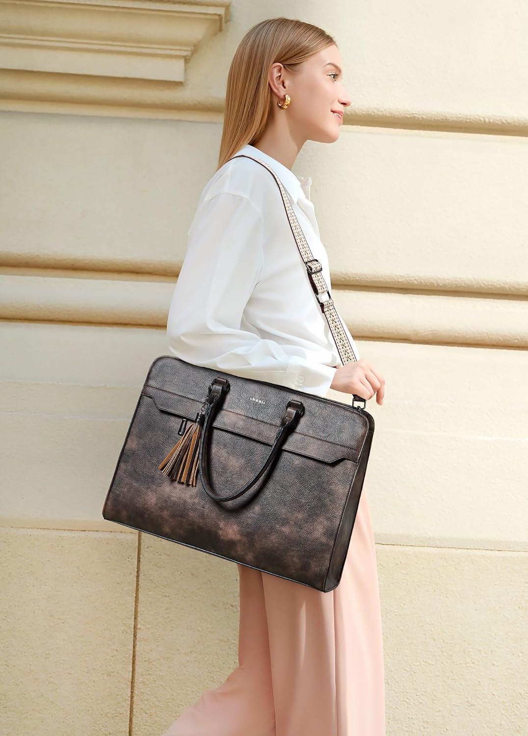 Shrrie 15.6 inches Laptop Bag for Women,Water-Resistant Work Bag Laptop Tote Bag,Briefcase with Satchel Purse