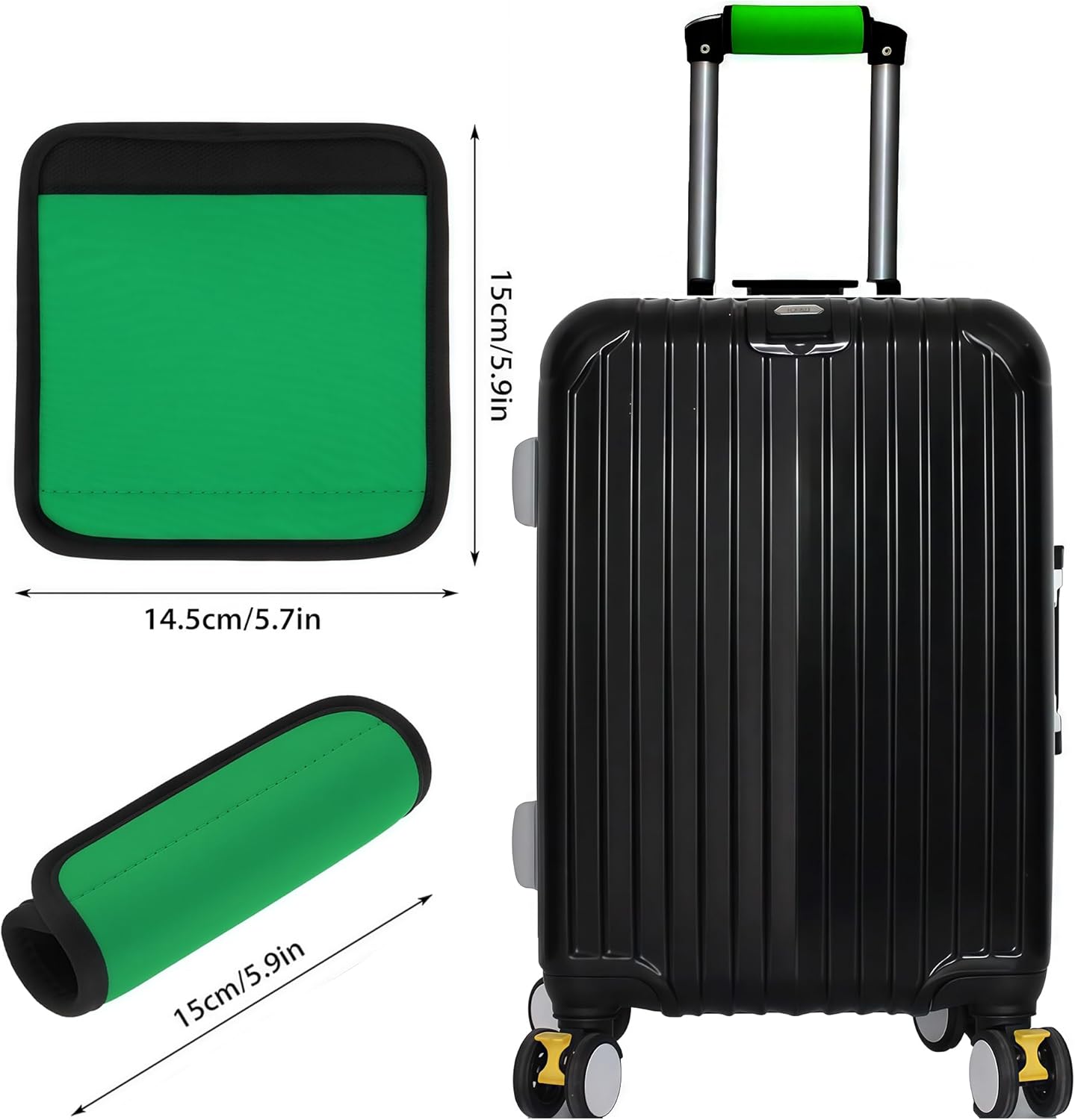 Luggage Handle Wrap 5 Pack, Luggage Tags |Handle Wraps|Handle Covers for Suitcase/Beach Bag/Backpacks, Bright Suitcase Identifiers Travel Accessories for Airplane (Green x 5)