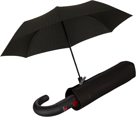 Knirps T.260 Medium Automatic Open Close Rain Umbrella with Curved Handle and Carrying Case - Compact Windproof Travel Umbrellas for Adults, 97cm Diamteter