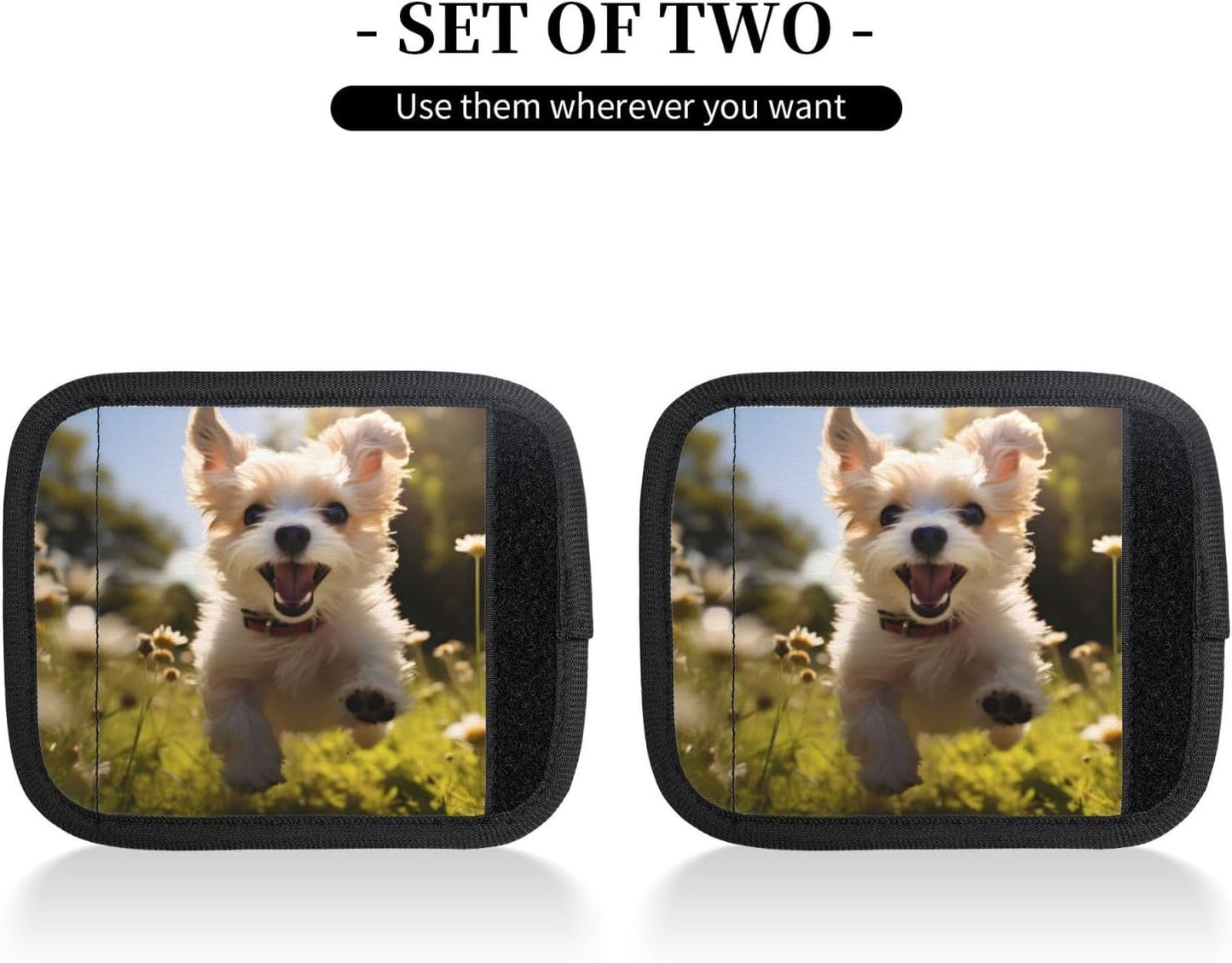 Luggage Handle Wraps Cute Dog Pattern Luggage Identifiers Soft Neoprene Luggage Handle Wraps For Suitcase Trolley Handle Grip Cover 2 Pack Luggage Tags