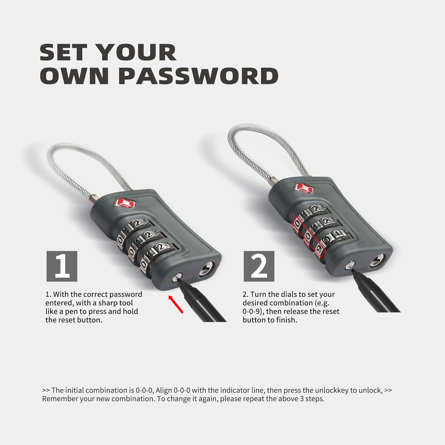 Luggage Locks TSA Approved 2 Pack, Small Padlock Combination, TSA Locks for Luggage, Travel Combo