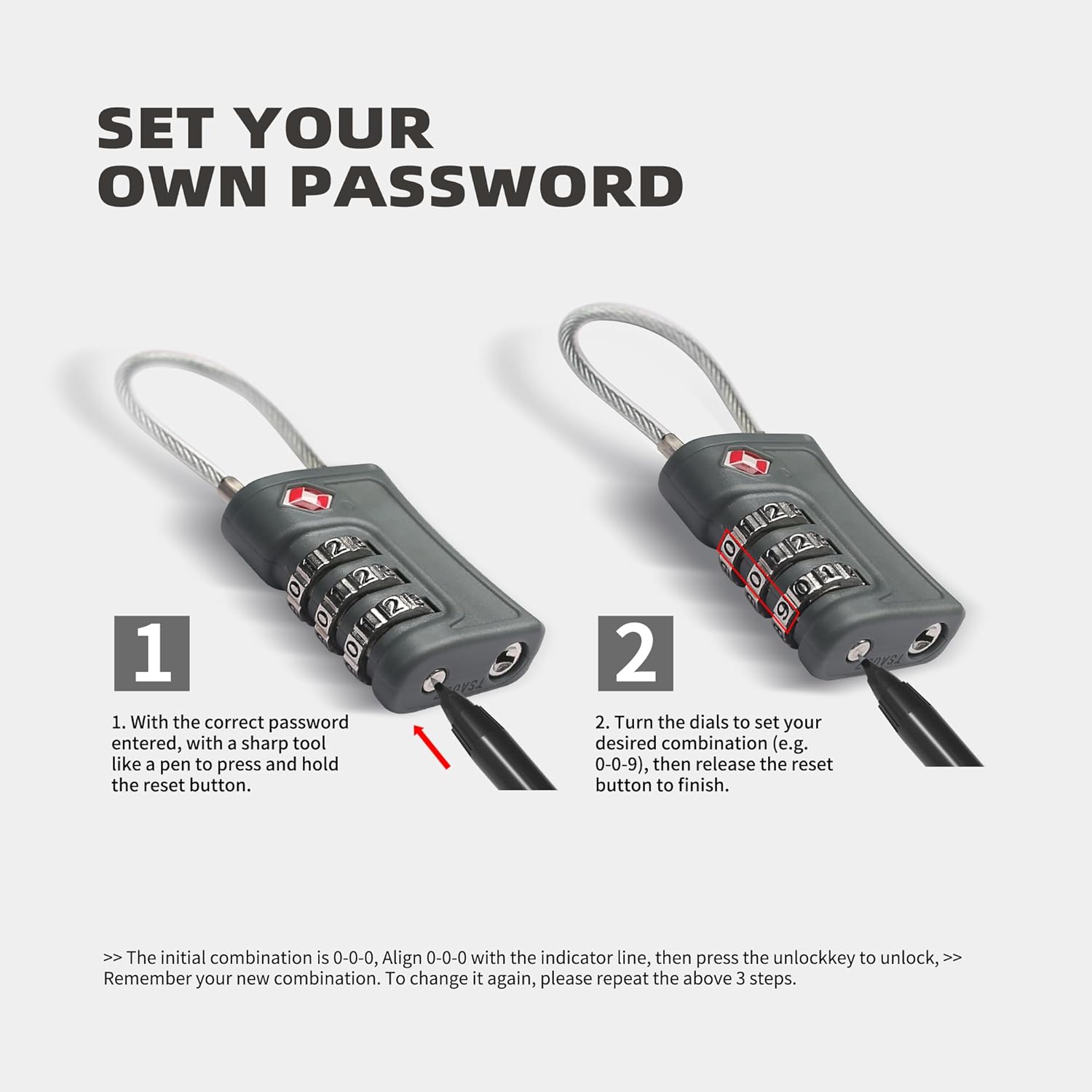 Luggage Locks TSA Approved 2 Pack, Small Padlock Combination, TSA Locks for Luggage, Travel Combo