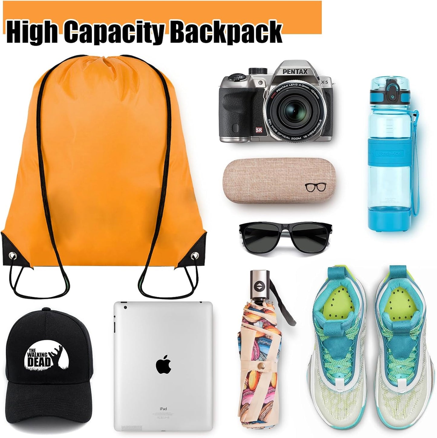 40 Pieces Drawstring Backpack Bulk Cinch Sackpack Ployster Drawstring Bags for Gym Party Trip(Orange)