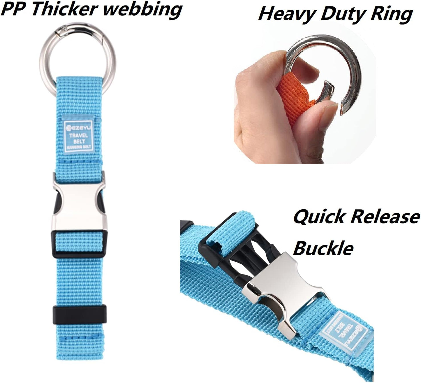 3PCS Heavy Duty Add a Bag Luggage Straps Jacket Gripper 3PCS Luggage Tag Suitcase TravelTags with Name ID Card,Carry-on Luggage Belt Baggage Suitcase Straps Belts Travel Accessories (Blue)