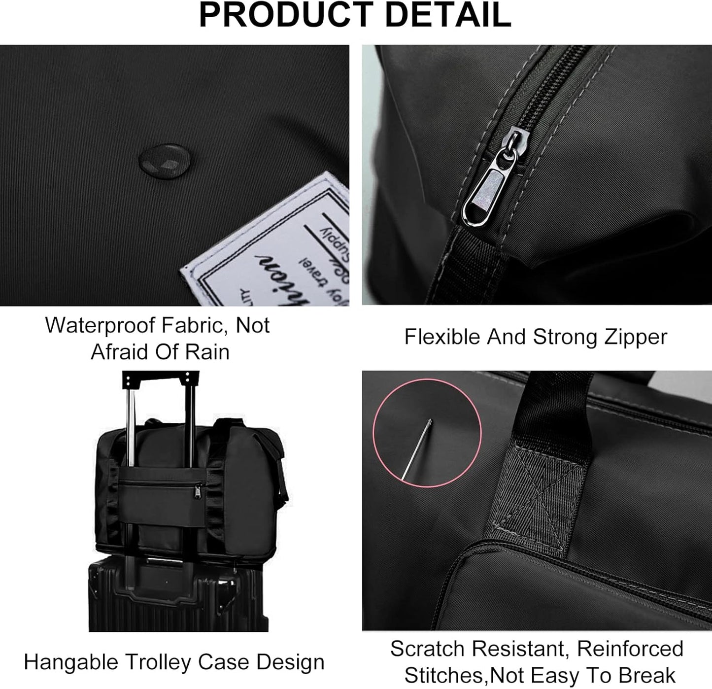 Large Capacity Folding Travel Tote Bag, Oxford Fabric Waterproof Lightweight Foldable Travel Duffel Bag, Portable Expandable Travel Bag, Dry and Wet Separation Carry On Bag for Airplanes