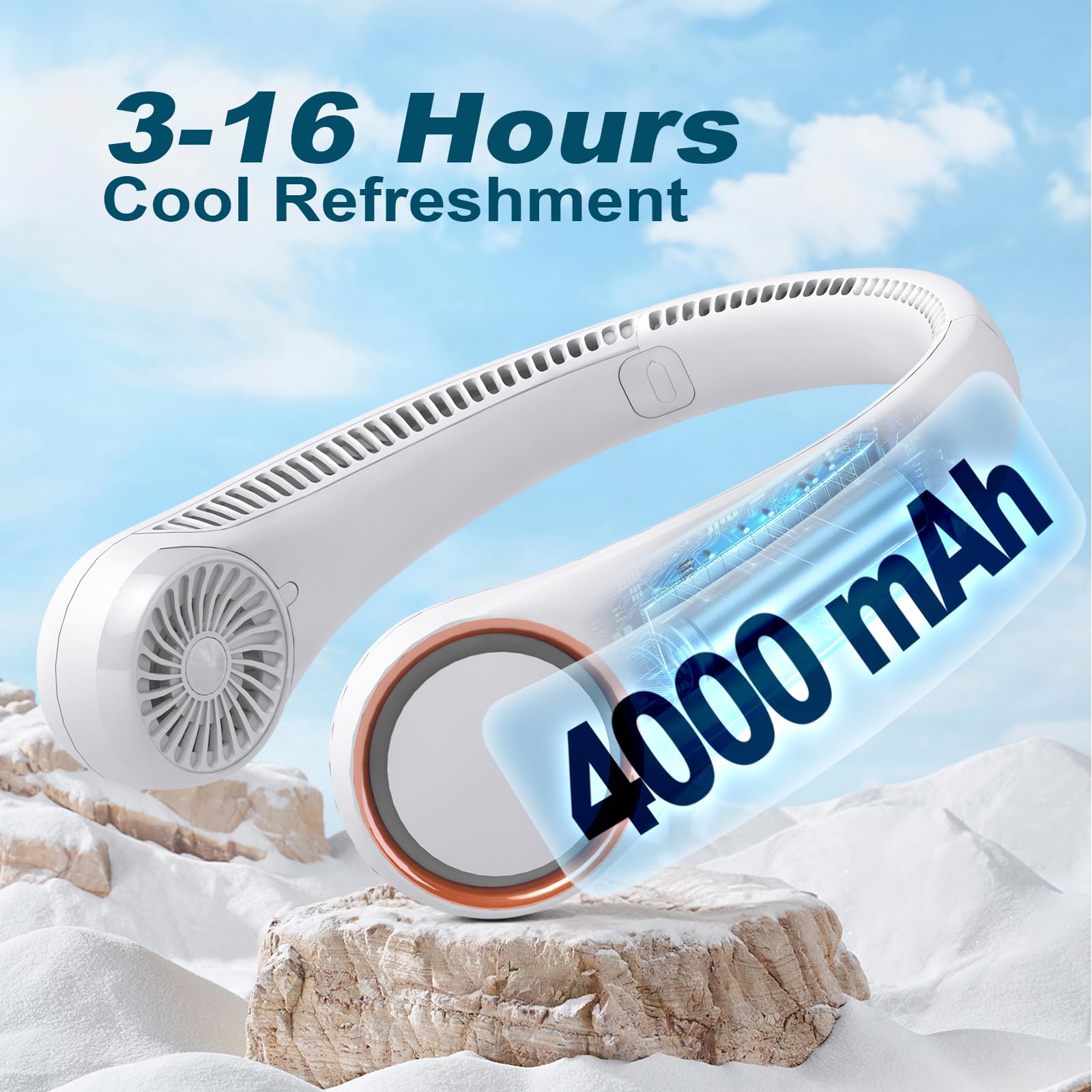 CIVPOWER Neck Fan: Portable Personal Neck Cooling Rechargeable Bladeless Fan - Hands Free 3 Speed