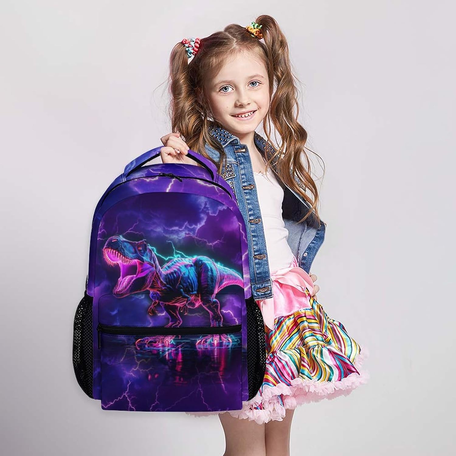Kids Backpack, Cool Dinosaur Bookbag for Boys, Gift for Kid Back to School, 17 Inch Aesthetic