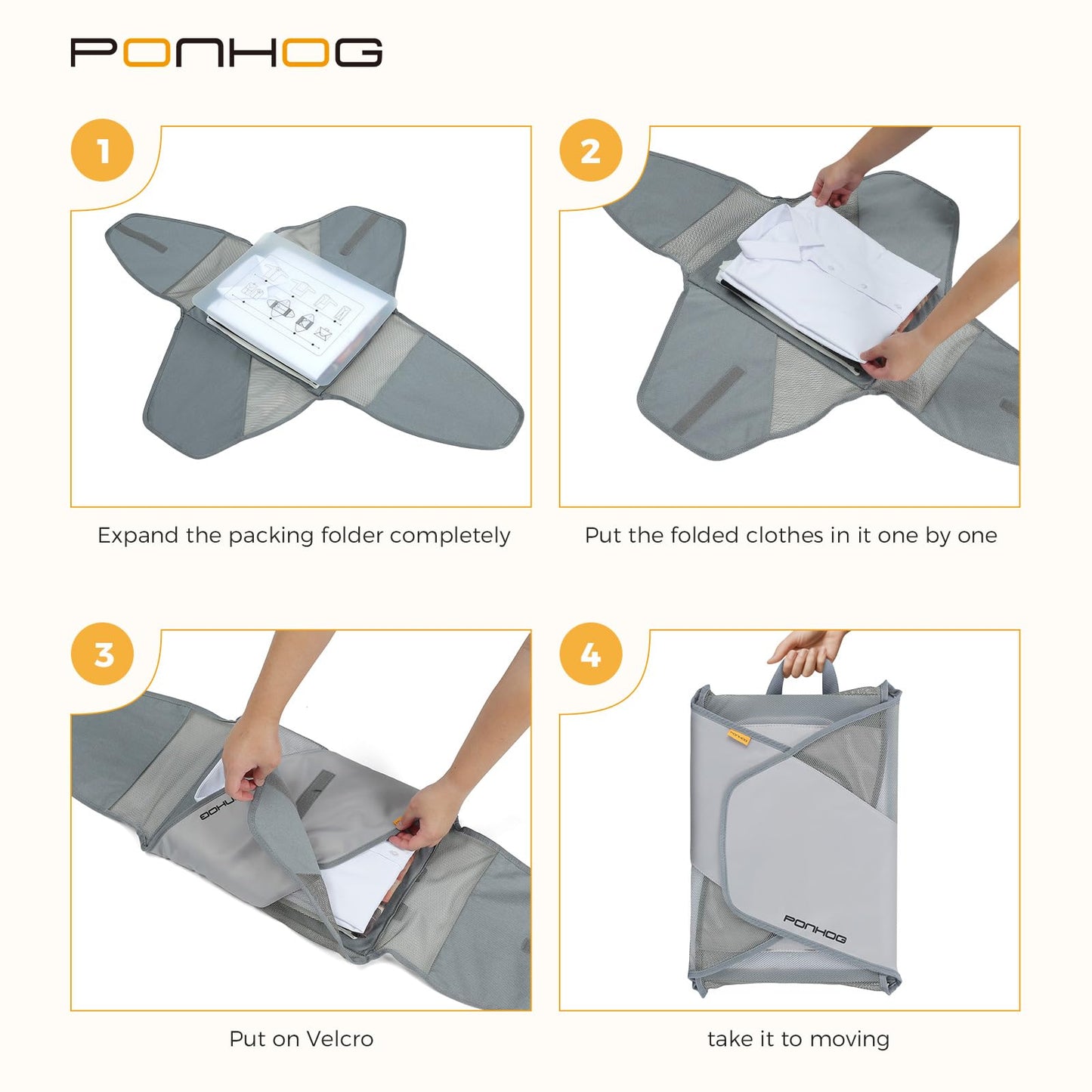 Ponhog Garment Folder for Travel Grey