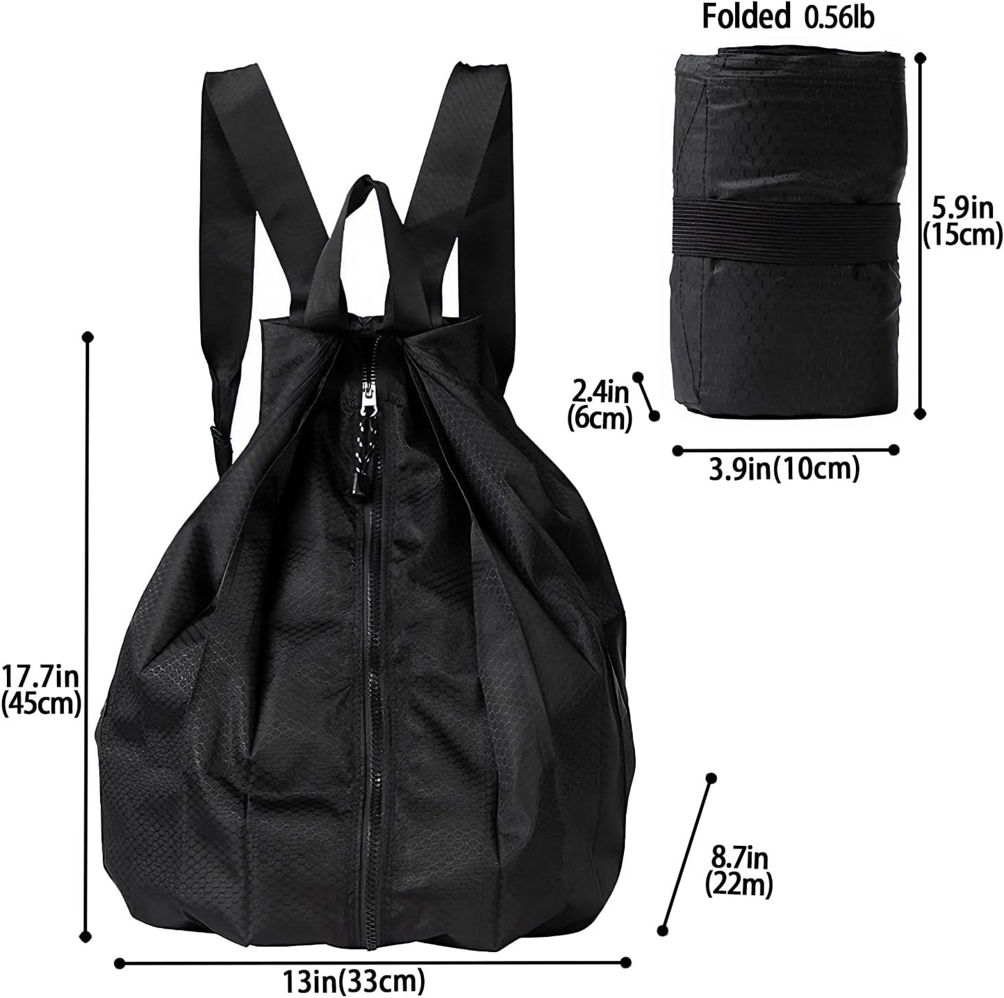 Ultra Lightweight Waterproof Small Hiking Backpack,Packable, Foldable Collapsible For Beach, Camping And Gym,Small Gym Bag, Casual daypacks, Travel Backpack, (Black)