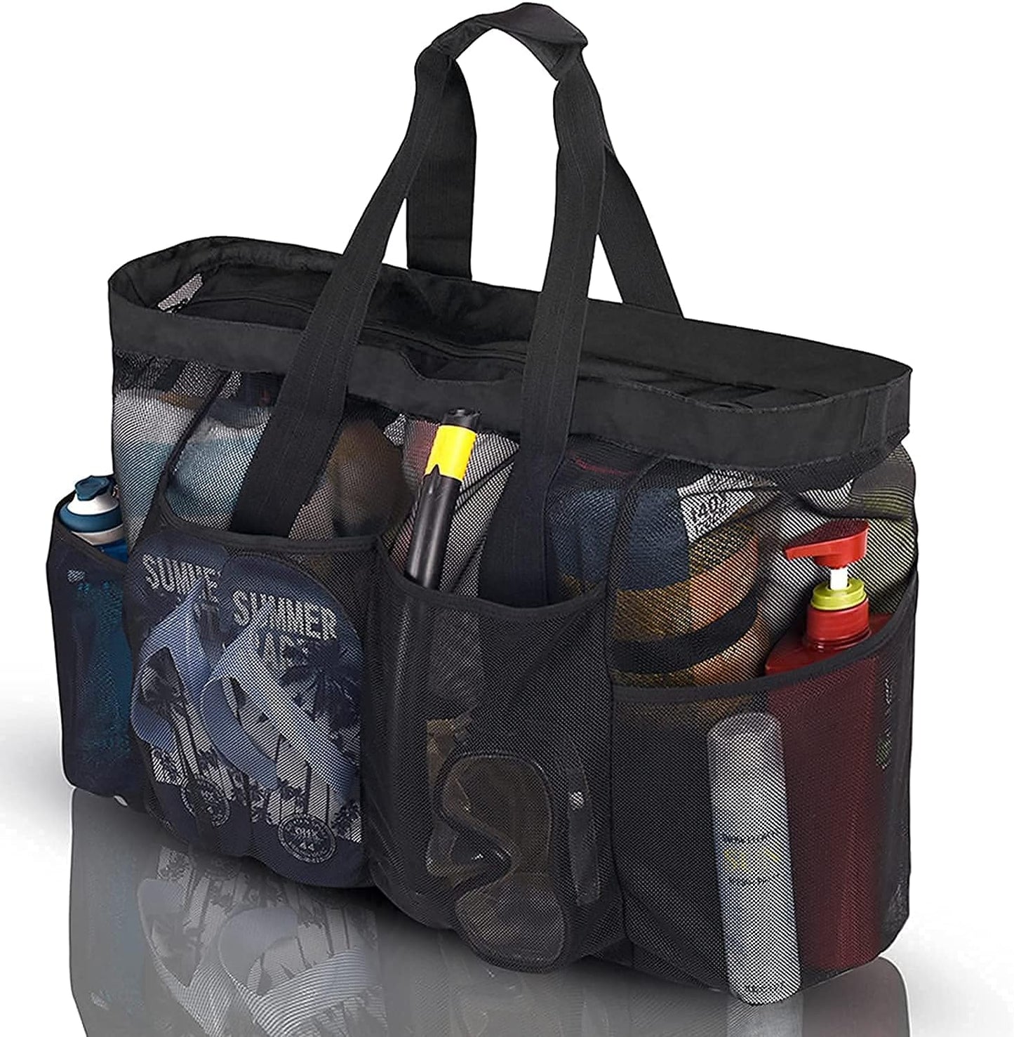 Extra Large Beach Bag Mesh Tote with Zipper and Pockets Ideal for Your Family Cruise/Beach Vacation Essentials
