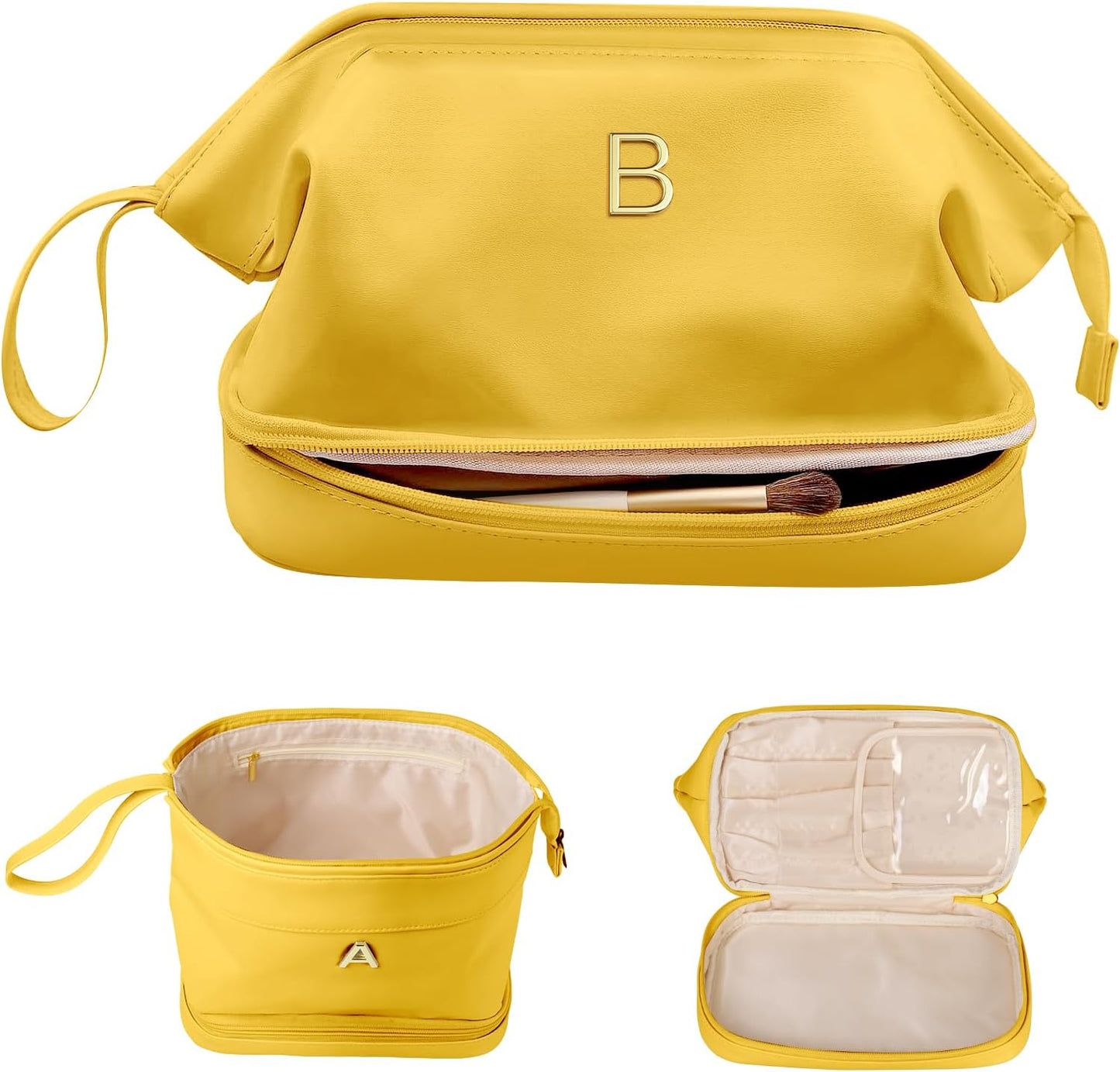 Birthday Gifts for 11 12 13 14 15 16 Year Old Girls, Initial Makeup Bag, Travel Gifts, Personalized Bags, Waterproof Double Layer Cosmetic Bag, Makeup Bags Travel Toiletry Bag, Friend Gifts