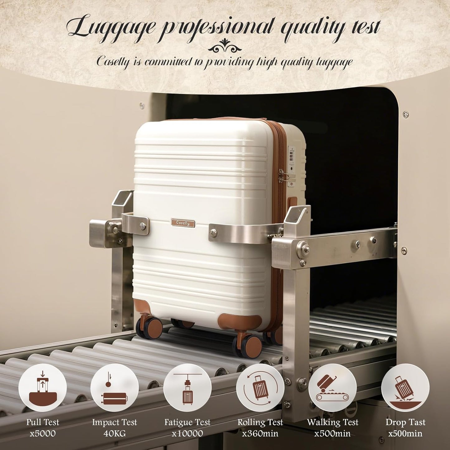 Luggage Set 3 Piece Luggage with TSA Lock,Hardshell PC+ABS Spinner Wheels,Carry on Lightweight Suitcase,YKK Zippers (Beige, 20 Inch)