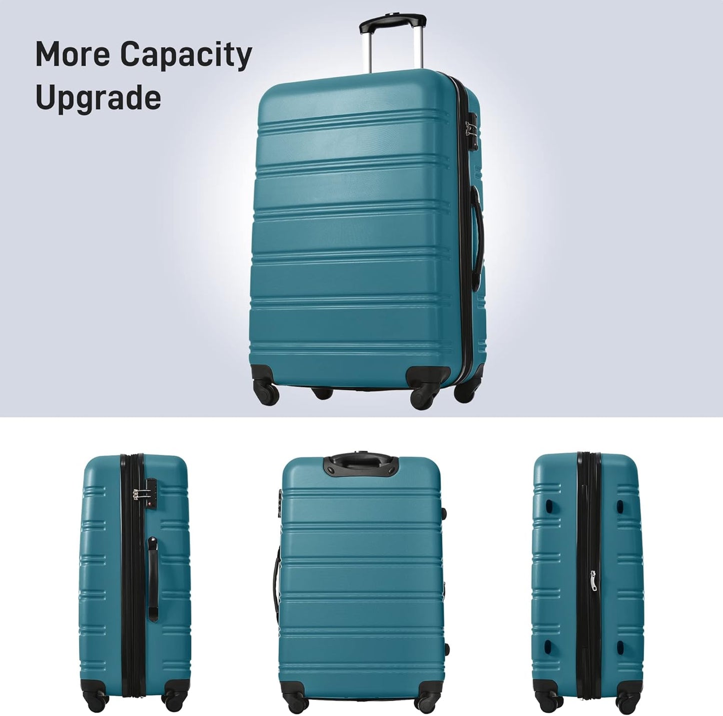 Merax Luggage sets of 13 Piece 16 20 20 28 IN Carry on Luggage Hard Case Green Luggage Expandable