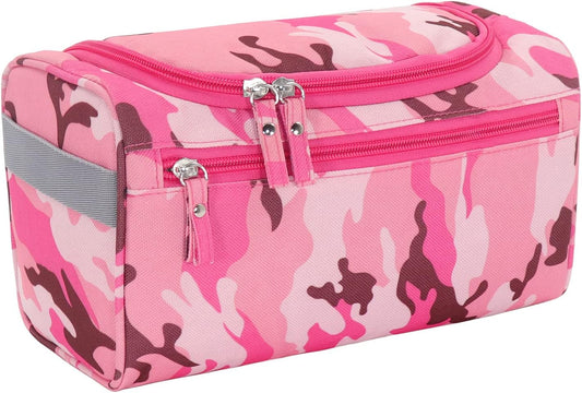 Buruis Travel Toiletry Bag for Men and Women, Hanging Cosmetics Makeup Bags, Water-resistant Dopp Kit Shaving Bags, Small Toiletry Bag for Travel Essentials (Pink)
