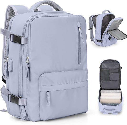 VGCUB Large Travel Backpack Bag for Women Men,Carry on Backpack,17 Inch Laptop Business Work Waterproof Backpack with Laptop Compartment,Person Item Flight Approved,Mochila de Viaje,Purple Taro