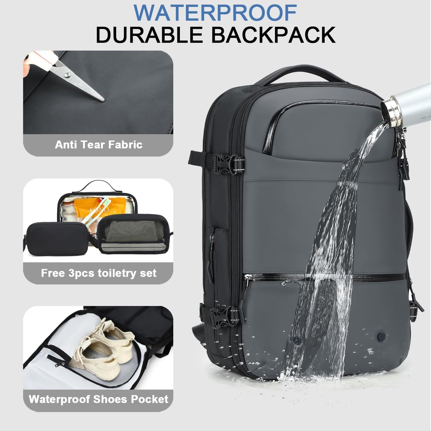 SOAEON Vacuum Backpack with Pump,Waterproof Underseat Carry on Bag with Vacuum Seal Compression Backpack for Airplane