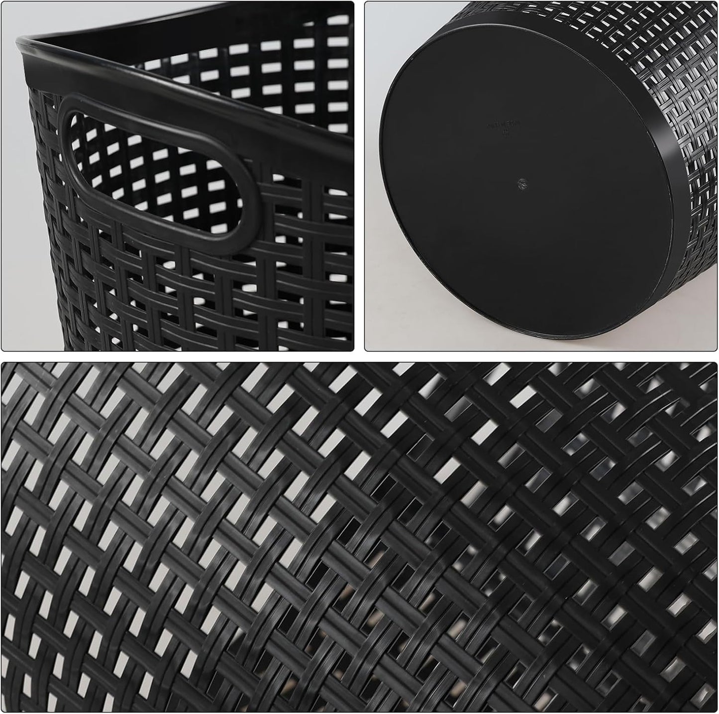 Obstnny 6-Pack Plastic Laundry Hamper Storage Basket, 30 L Dirty Clothes Hamper, Black
