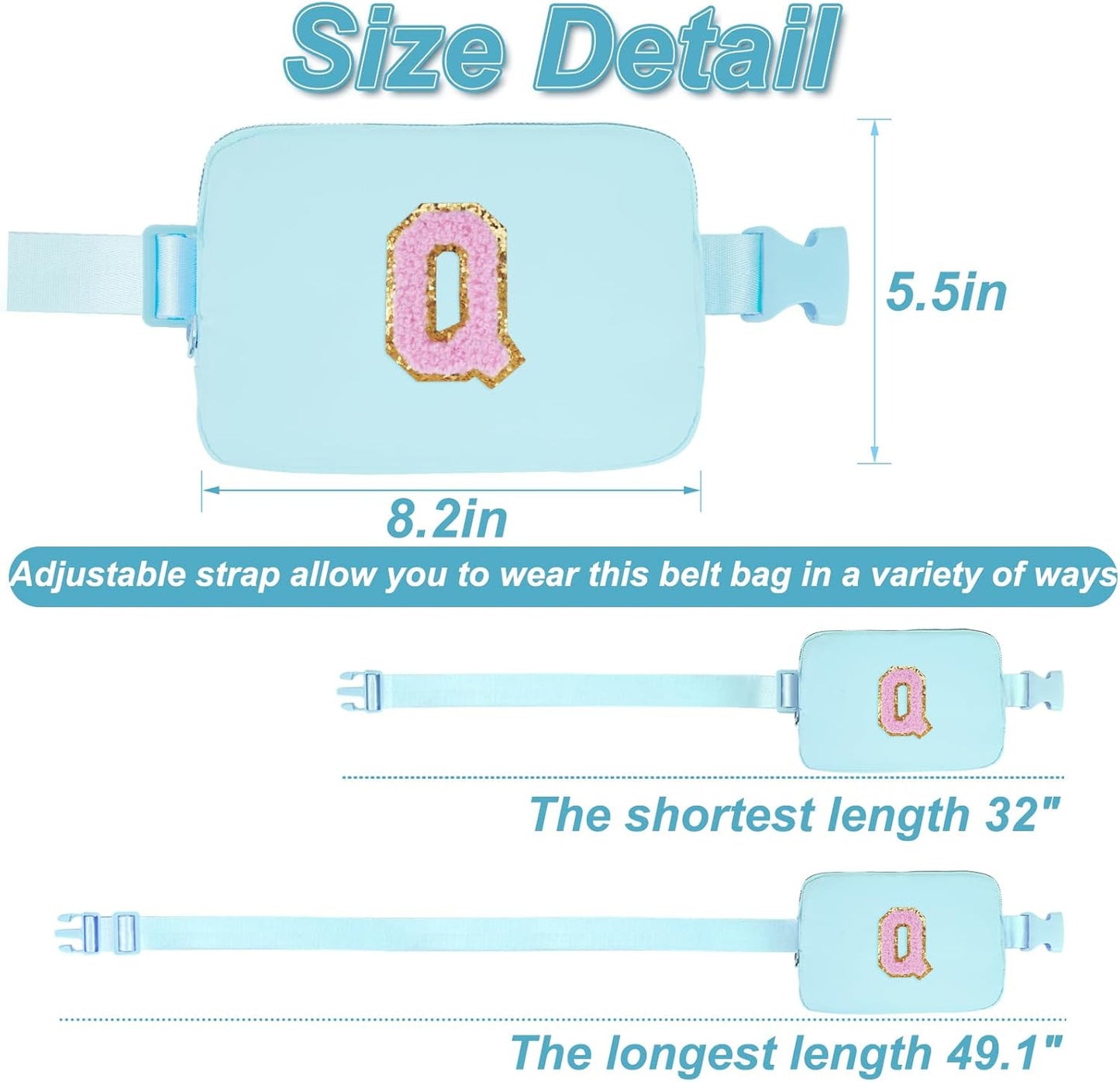 Birthday Gifts for 4 5 6 7 8 9 10 11 12 13 Year Old Girls,Graduation Gifts for Teens Kids Daughter Sister Her,Fanny Pack Crossbody Bag Belt Bag Cute Trendy Stuff | Blue,Q