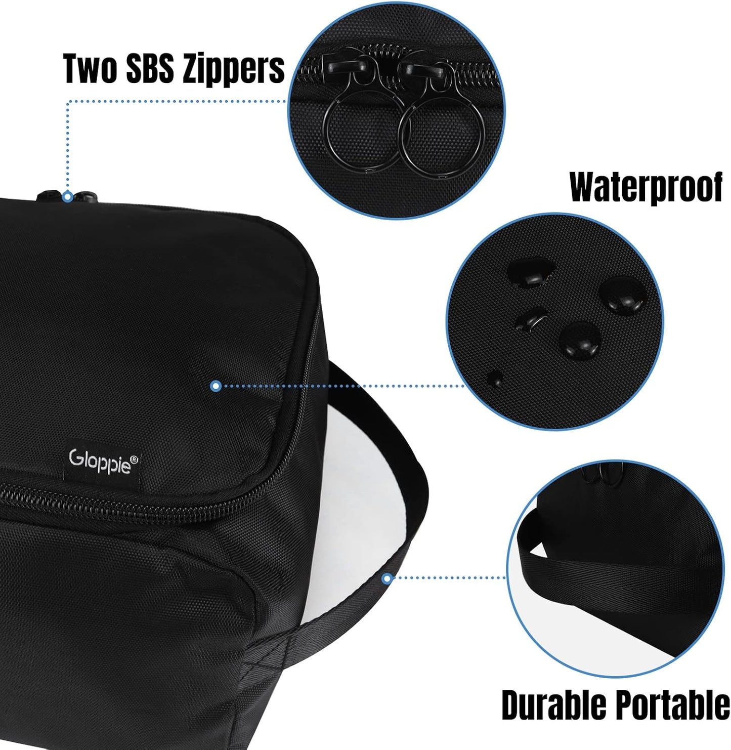 Gloppie Shoe Bags Travel Pouch (2 Pack) - Large Shoes Storage Bag Organizer, Black - Perfect for Men, Women, Business Trips & Gym