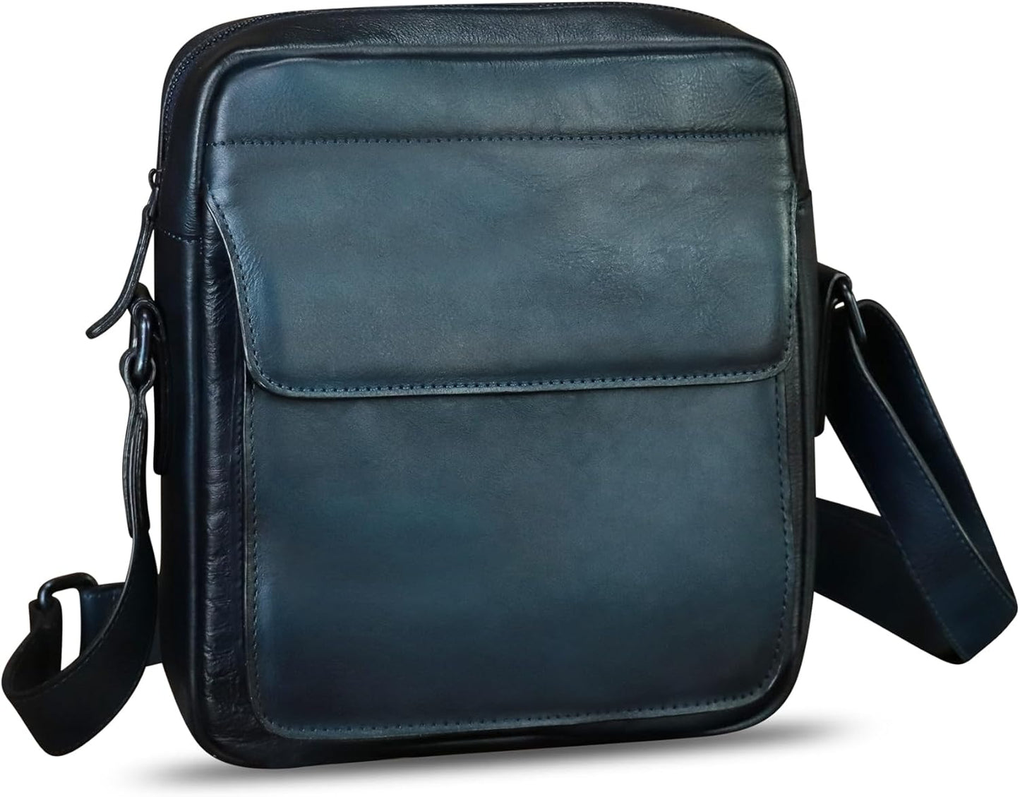 IVTG Genuine Leather Messenger Bag for Men Crossbody Shoulder Bag Satchel Casual Sling Daypack Work Business Daily Purse