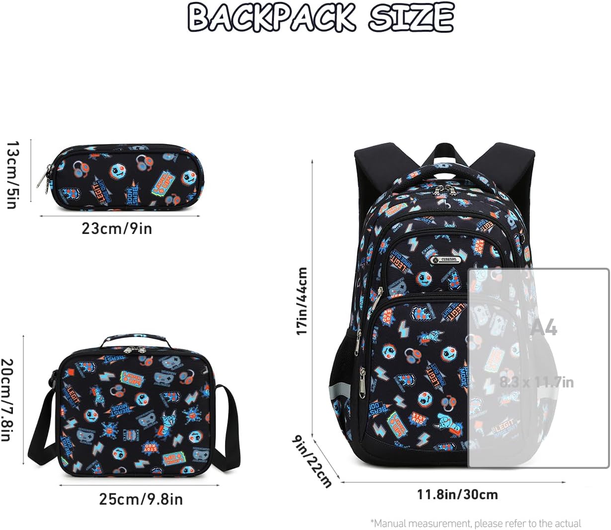 Cusangel Kids school Backpack with lunch bag for Girls,Elementary 6-10years Bookbag nylon large capacity backpack,Daypack