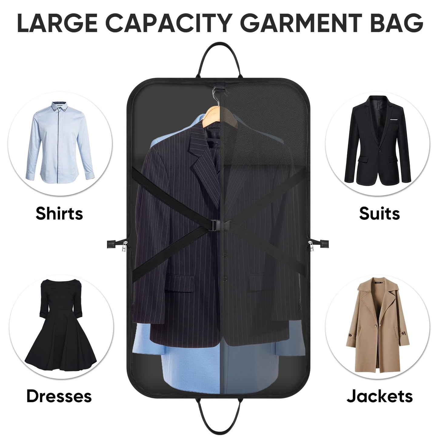BALEINE Travel Garment Bag, Travel Suit Bag for Men, Water Resistant Carry on Garment Bag for