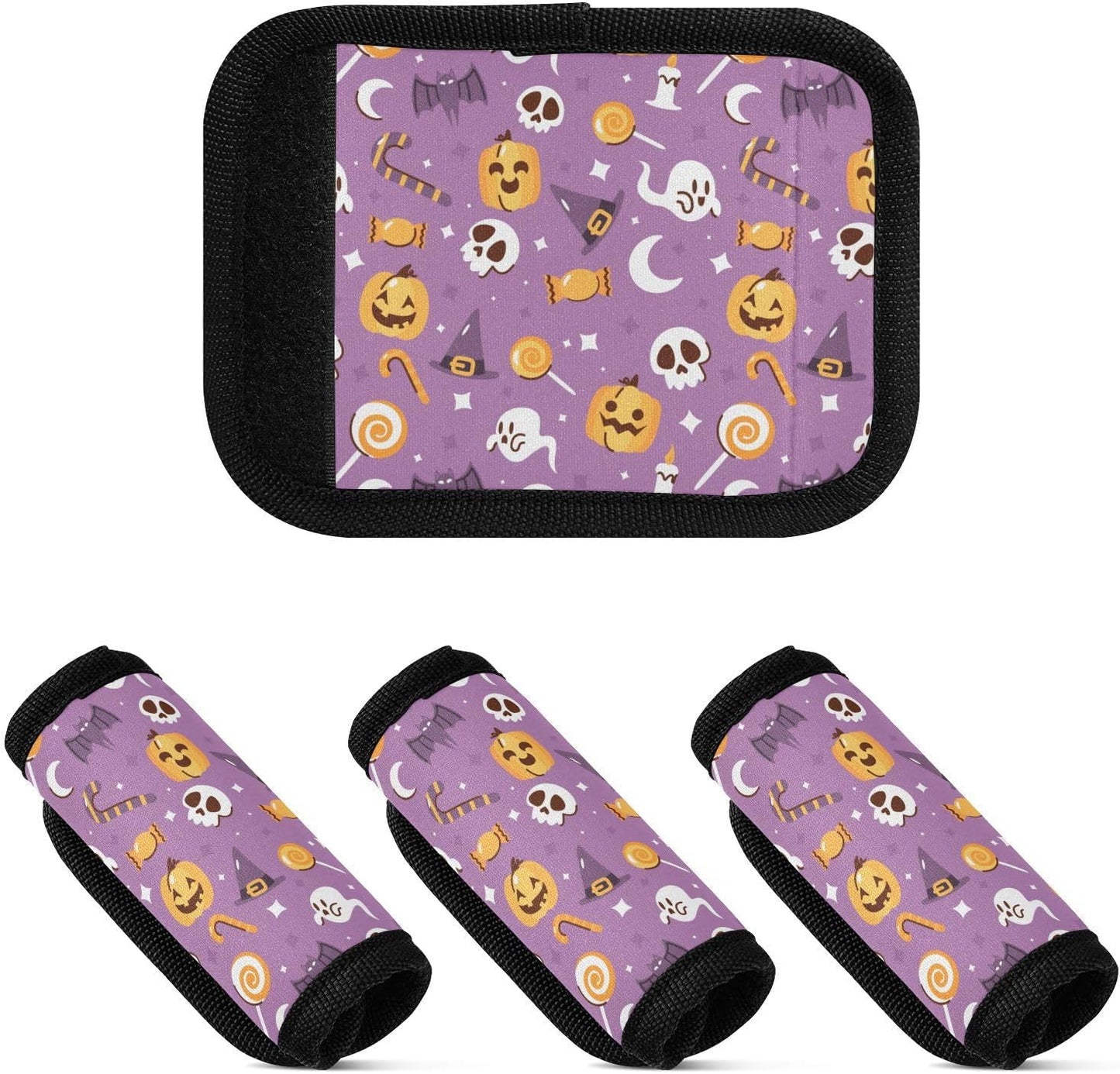 4 PC Luggage Handle Wrap Luggage Handle Covers Tags for Suitcase Bags Travel Luggage Handle Identifier Gripper Purple Halloween