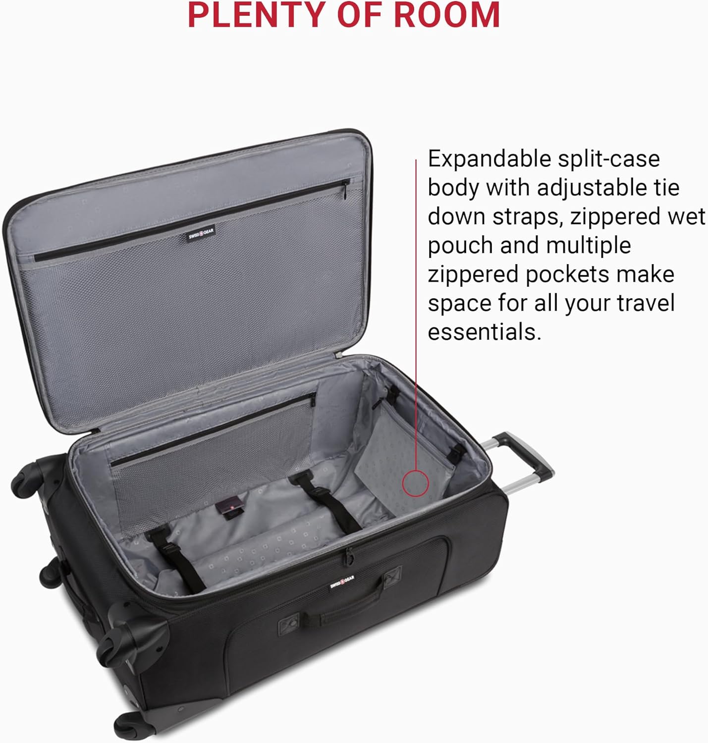 SwissGear Sion Softside Expandable Luggage, Black, Checked-Large 29-Inch