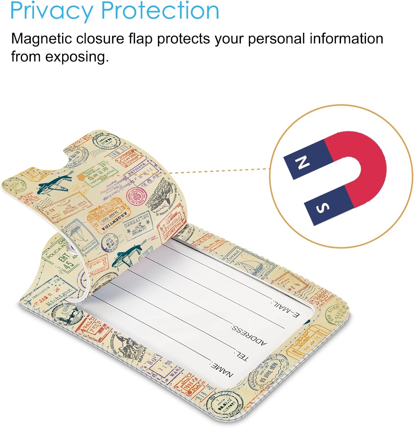 Fintie Luggage Tags, Privacy Cover ID Label with Stainless Steel Loop and Address Card for Travel