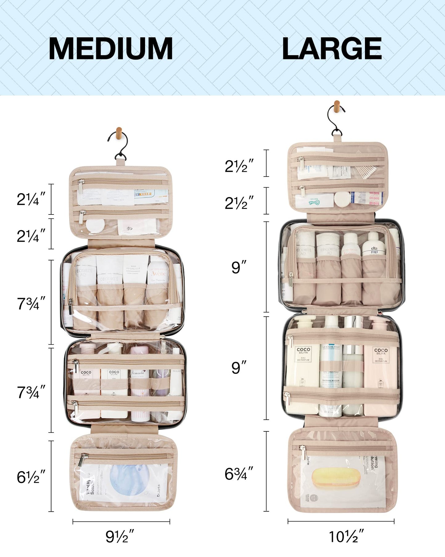 BAGSMART Toiletry Bag Hanging Travel Makeup Organizer with TSA Approved Transparent Cosmetic Bag