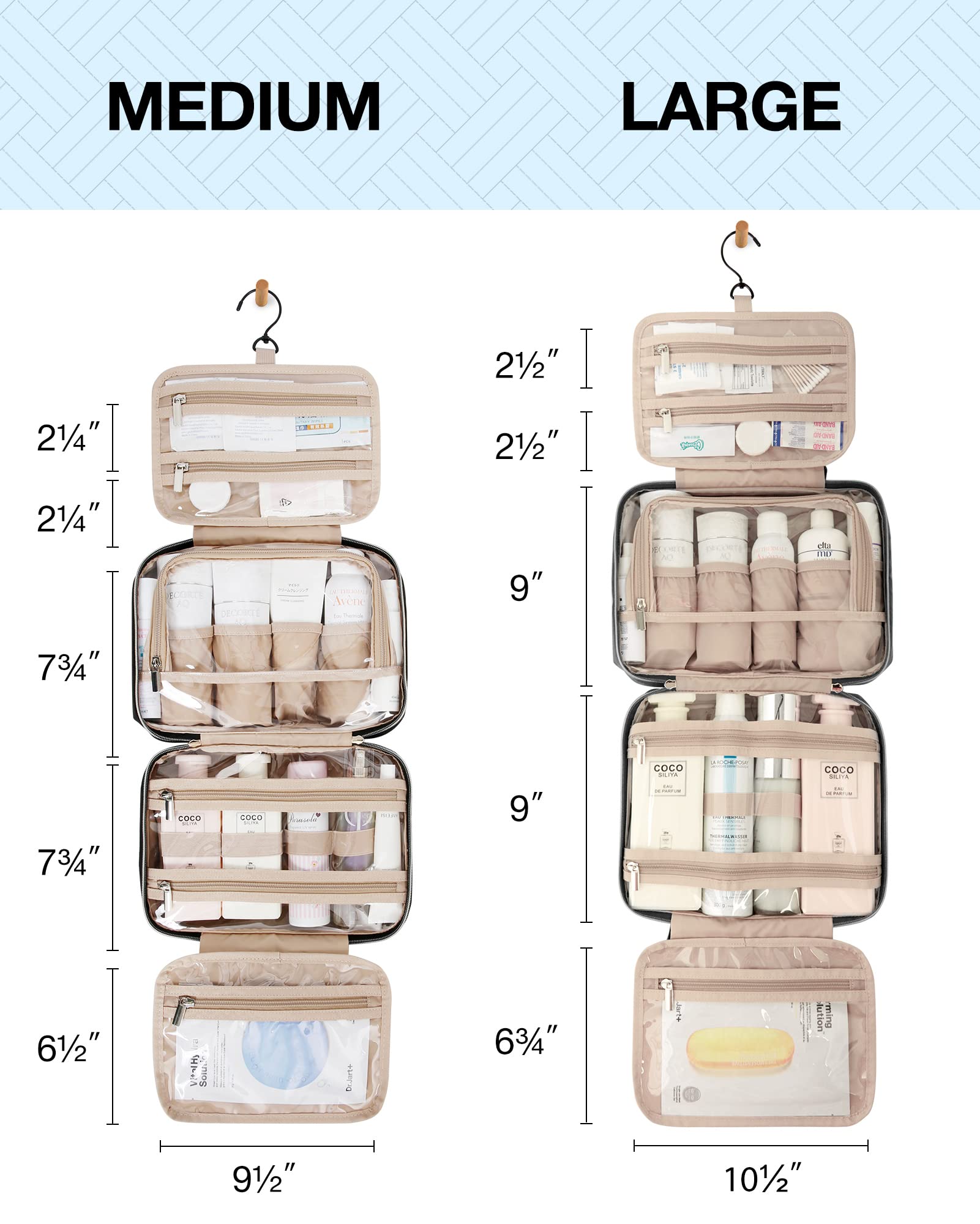 BAGSMART Toiletry Bag Hanging Travel Makeup Organizer with TSA Approved Transparent Cosmetic Bag