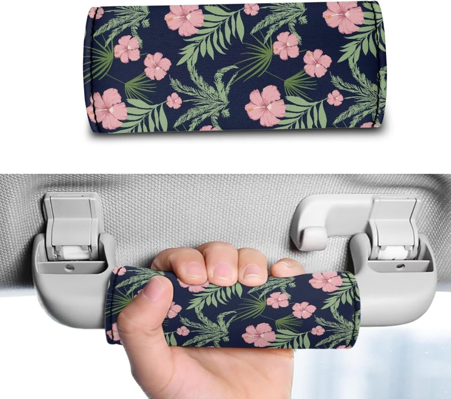 Pink Flowers Luggage Identifier for Suitcase 2 Pcs Luggage Handle Protection Sleeve Cover Set Neoprene Suitcase Protective Handle Cover Washable and Portable