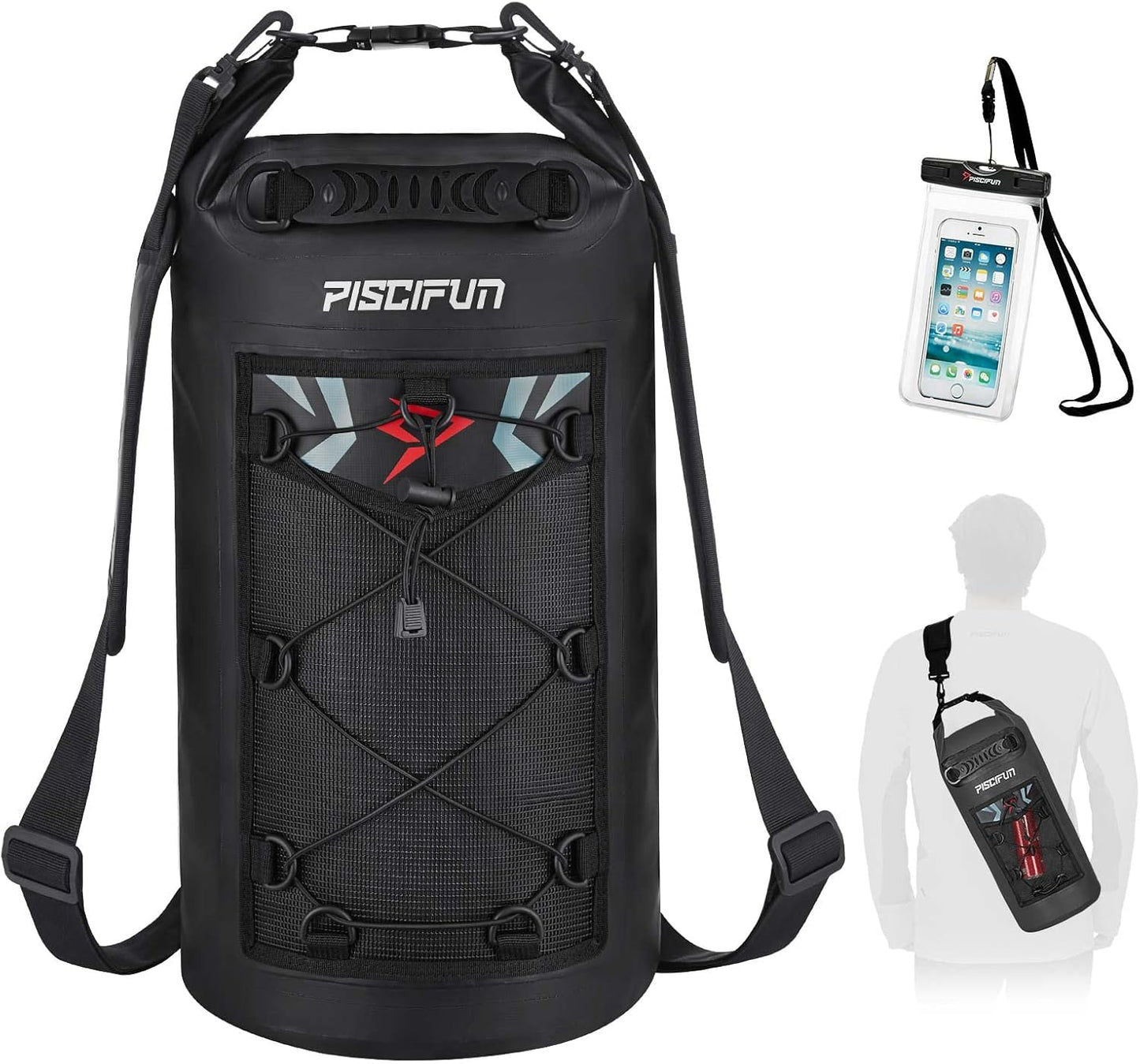 Piscifun Dry Bag, Waterproof Floating Backpack 10L/20L/30L/40L with Waterproof Phone Case for Boating, Kayaking, Fishing