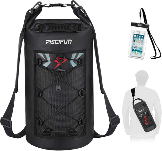 Piscifun Dry Bag, Waterproof Floating Backpack 10L/20L/30L/40L with Waterproof Phone Case for Boating, Kayaking, Fishing
