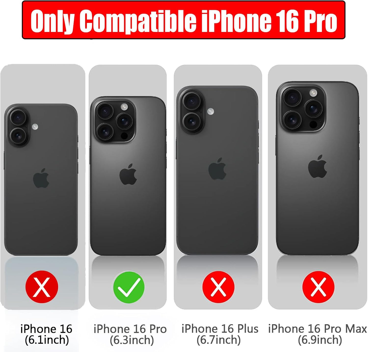 Battery Case for iPhone 16 Pro, Full Encircle 10000mAh High Capacity Rechargeable Portable Charger Case Extended Battery Pack for iPhone 16 Pro (6.3 inch) Wireless Charging Cover with Carplay-Black
