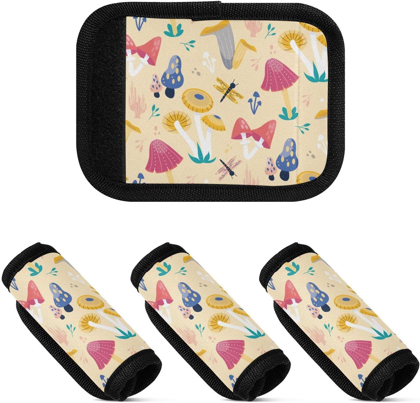 4 PC Luggage Handle Wrap Luggage Handle Covers Tags for Suitcase Bags Travel Luggage Handle Identifier Gripper Yellow Mushroom
