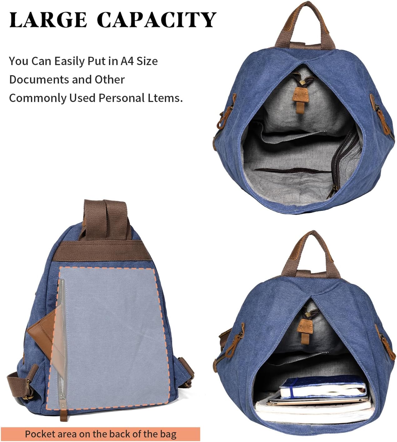 KL928 Canvas Vintage Backpack – Large Casual Daypack Outdoor Travel Rucksack Hiking Backpacks for