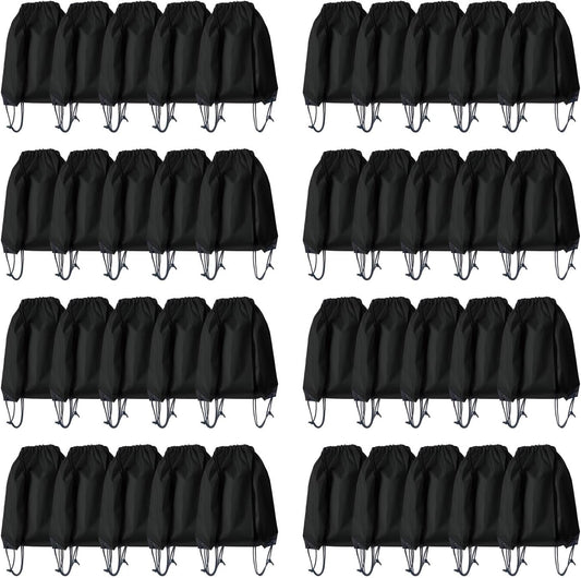 Drawstring Backpack Bulk 40Pcs Draw String Backpack Bags DIY Gym Sports Traveling Yoga Cinch Bag Sackpack Drawstring (black)
