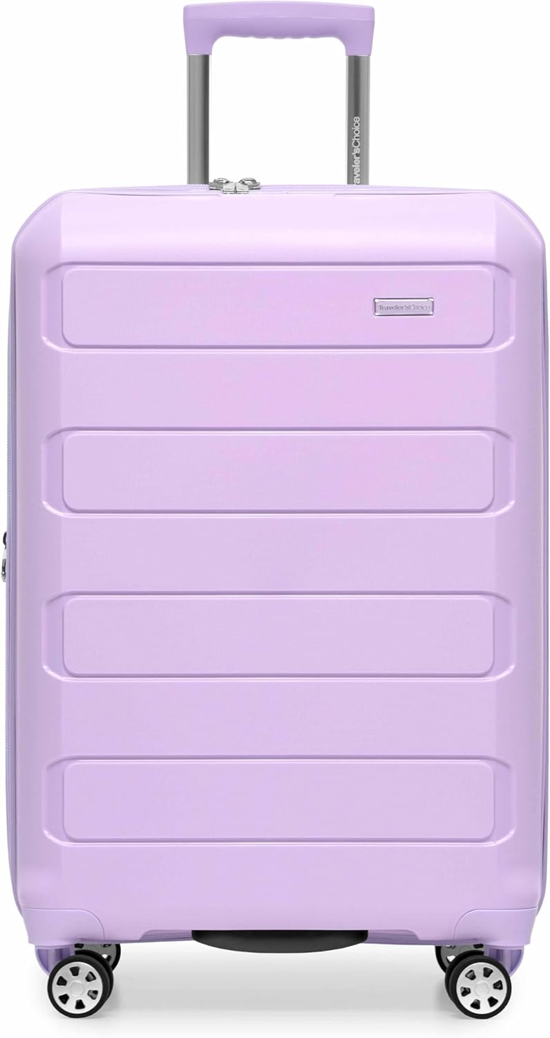 Traveler's Choice Pagosa Indestructible Hardshell Expandable Spinner Luggage, Lavender, 26-Inch Medium