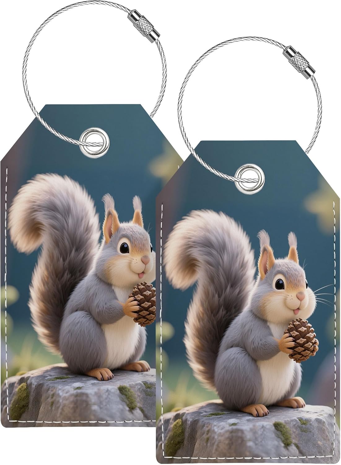 Luggage Tag, Cute Personalized Luggage Tags for Suitcases, Bag Tags for Backpacks Handbag School Instrument with Name ID Label Travel Essentials, Unique Fun Baggage Tags 2 Pack, Squirrel