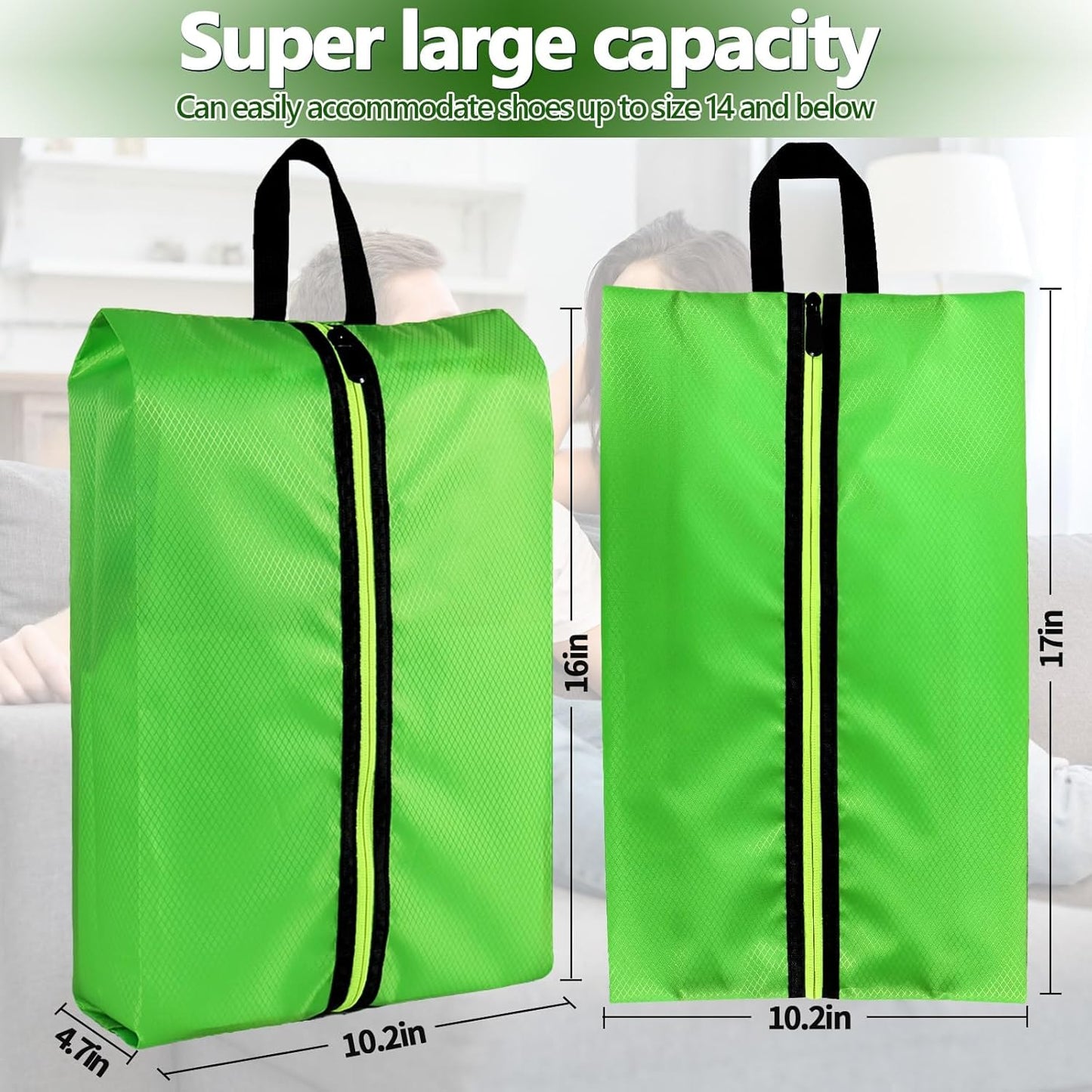 Shoe Bags for Travel - Set of 3 Pack Large Capacity Oxford Fabric Shoe Bags, Multi-Functional Dust-Proof and Waterproof Men & Women Travel Shoe Bag(Emerald Green)